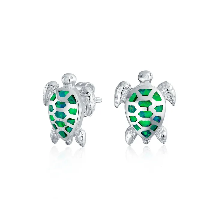 Nautical Beach Vacation Opal Sea Turtle Stud Earrings Sterling Silver 13MM BlingJewelry Wholesale Earrings Nautical Beach Vacation Opal Sea Turtle Stud Earrings Sterling Silver 13MM BlingJewelry Wholesale Earrings