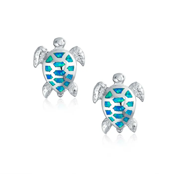 Nautical Beach Vacation Opal Sea Turtle Stud Earrings Sterling Silver 13MM BlingJewelry Wholesale Earrings Nautical Beach Vacation Opal Sea Turtle Stud Earrings Sterling Silver 13MM BlingJewelry Wholesale Earrings