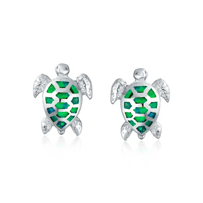 Nautical Beach Vacation Opal Sea Turtle Stud Earrings Sterling Silver 13MM BlingJewelry Wholesale Earrings Nautical Beach Vacation Opal Sea Turtle Stud Earrings Sterling Silver 13MM BlingJewelry Wholesale Earrings