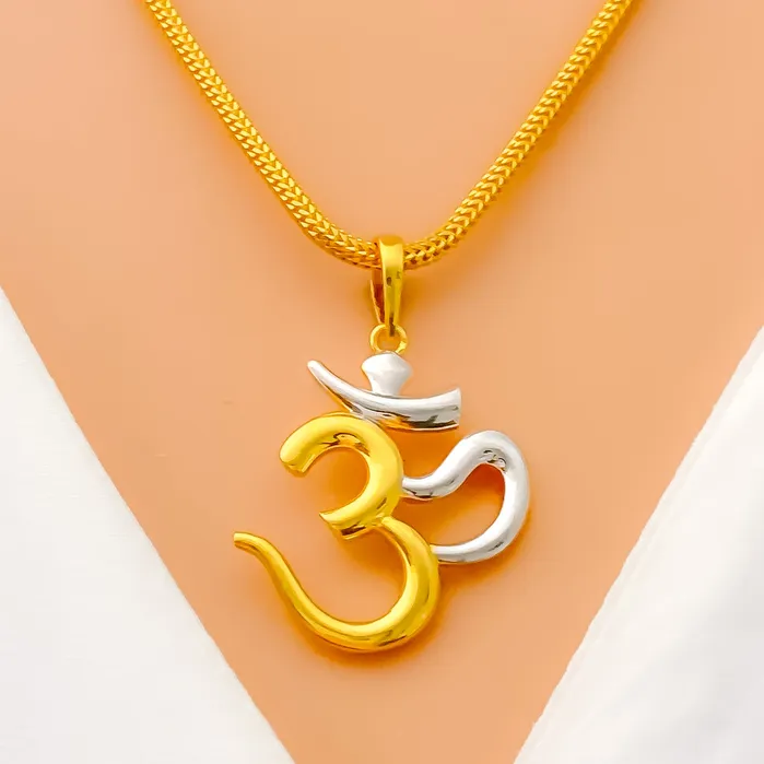 Necklaces Andaaz Jewelers Radiant Graceful Dual Tone 22k Gold OM Pendant