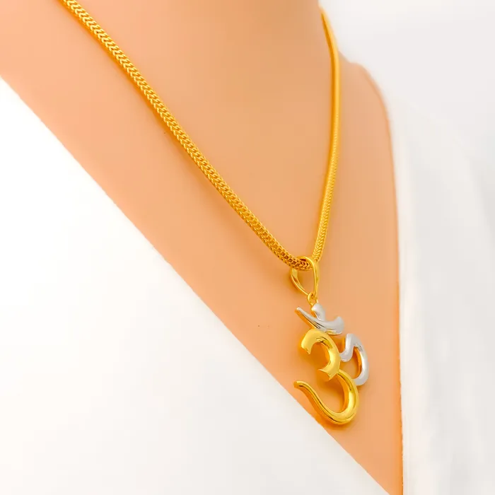 Necklaces Andaaz Jewelers Radiant Graceful Dual Tone 22k Gold OM Pendant