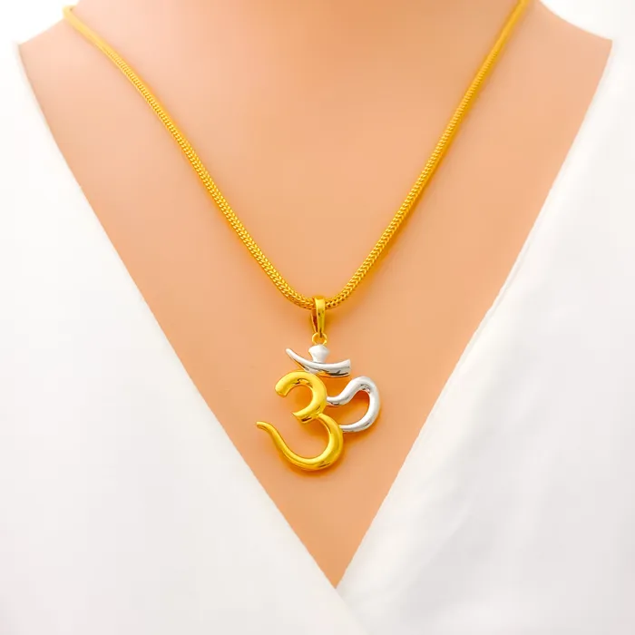 Necklaces Andaaz Jewelers Radiant Graceful Dual Tone 22k Gold OM Pendant
