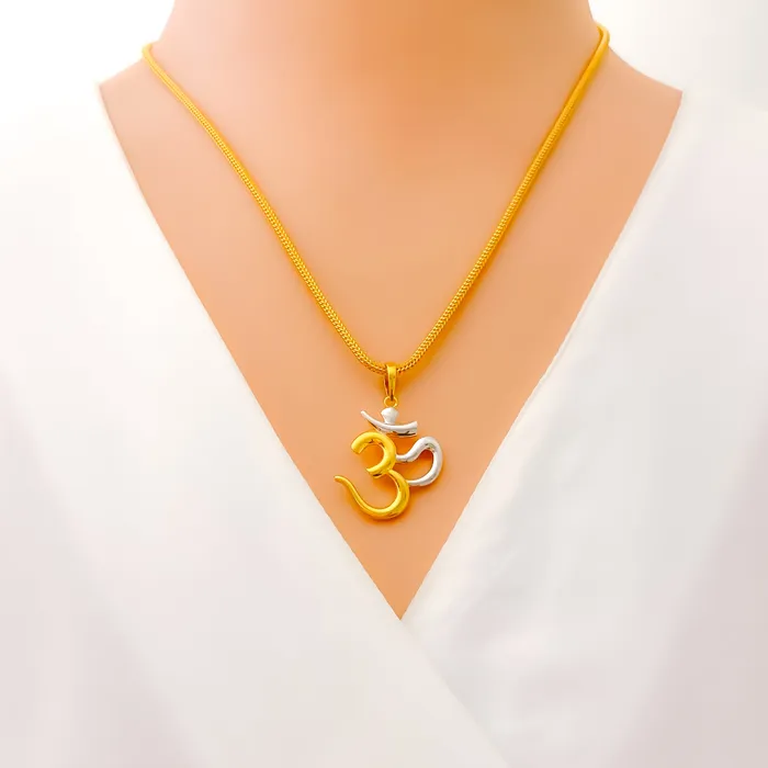 Necklaces Andaaz Jewelers Radiant Graceful Dual Tone 22k Gold OM Pendant