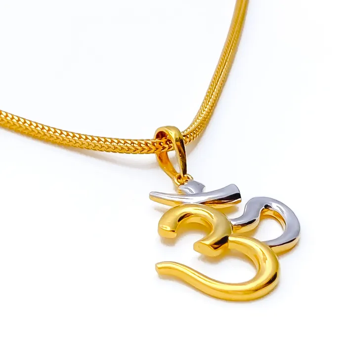 Necklaces Andaaz Jewelers Radiant Graceful Dual Tone 22k Gold OM Pendant