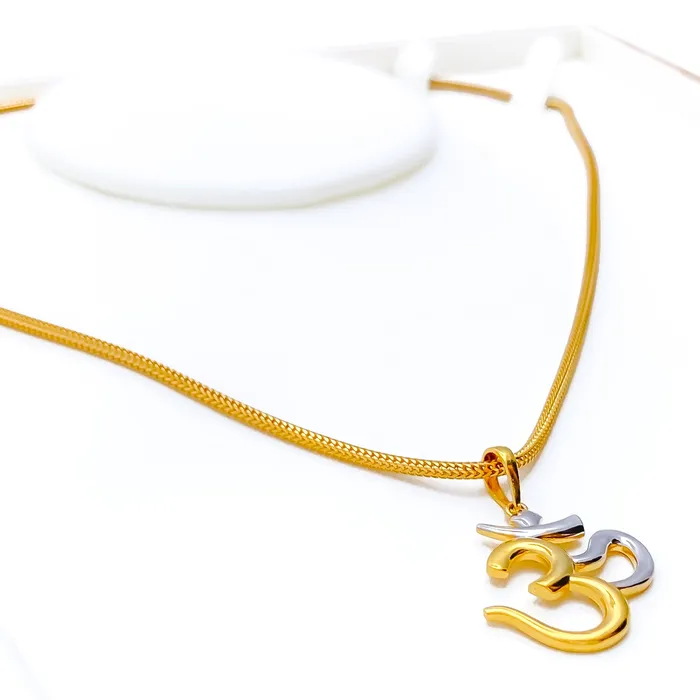Necklaces Andaaz Jewelers Radiant Graceful Dual Tone 22k Gold OM Pendant