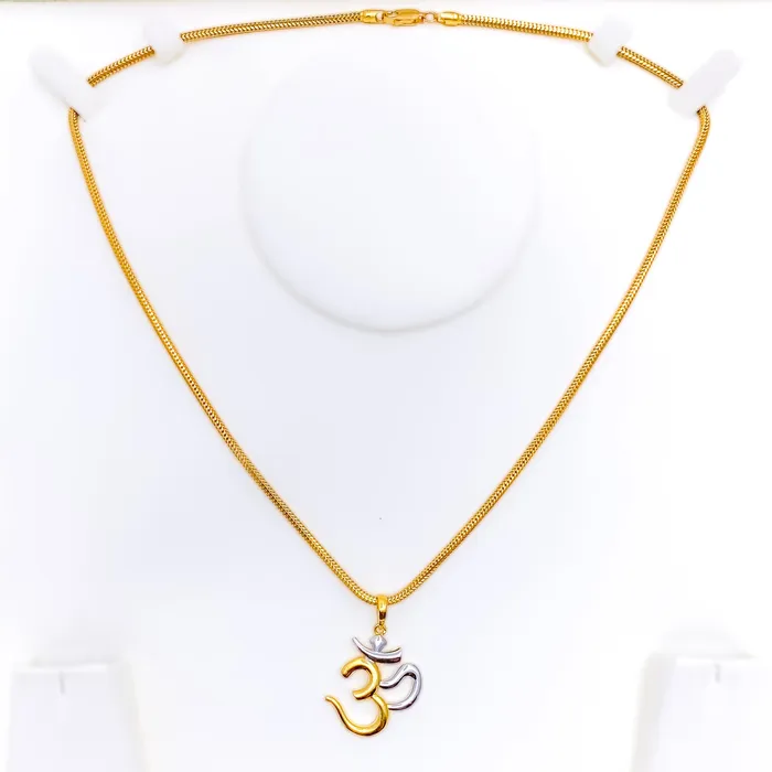 Necklaces Andaaz Jewelers Radiant Graceful Dual Tone 22k Gold OM Pendant