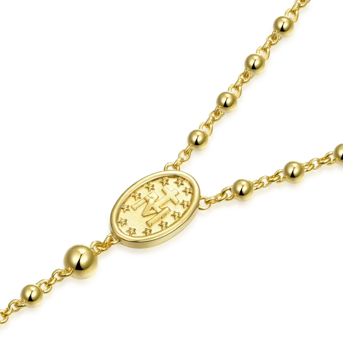 Necklaces Aporro Brand Custom Adjustable 14k Gold Virgin Mary Rosary Necklace