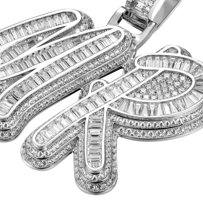 Necklaces Aporro Brand Custom Iced Out Multilayer Baguette Font Pendant