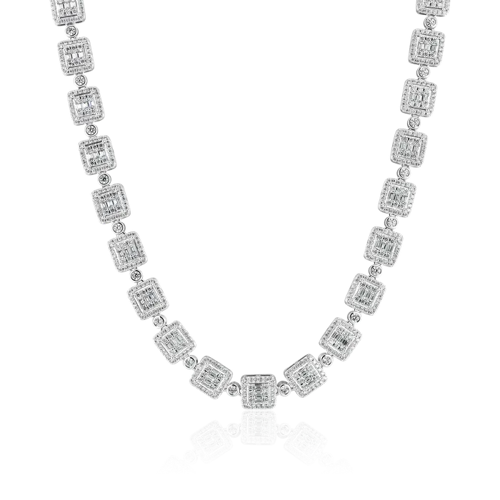 Necklaces aporro Womens Baguette Cut Mix Tennis Chain 10mm