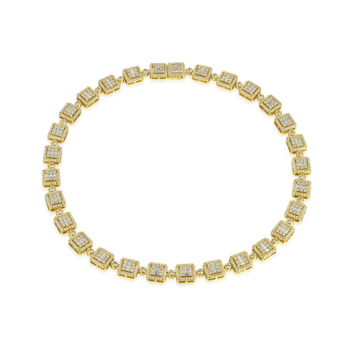 Necklaces aporro Womens Baguette Cut Mix Tennis Chain 10mm