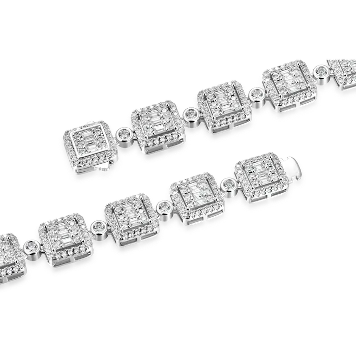 Necklaces aporro Womens Baguette Cut Mix Tennis Chain 10mm