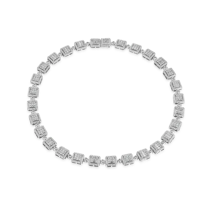 Necklaces aporro Womens Baguette Cut Mix Tennis Chain 10mm