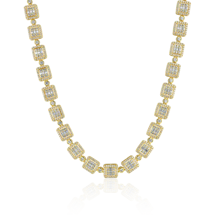 Necklaces aporro Womens Baguette Cut Mix Tennis Chain 10mm