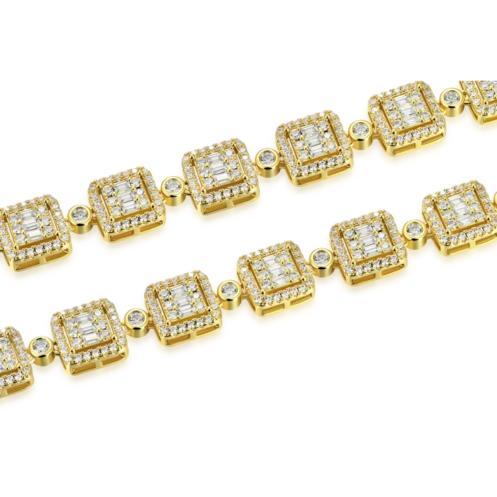 Necklaces aporro Womens Baguette Cut Mix Tennis Chain 10mm