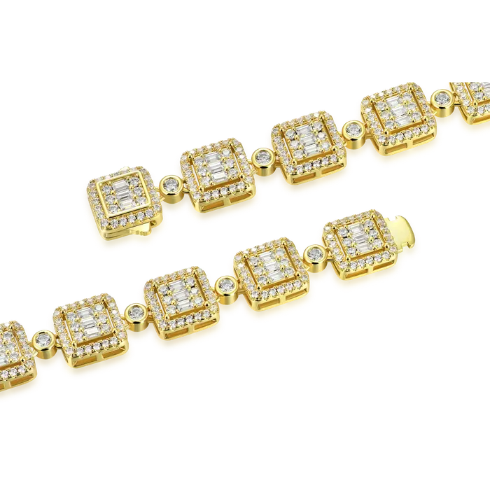 Necklaces aporro Womens Baguette Cut Mix Tennis Chain 10mm