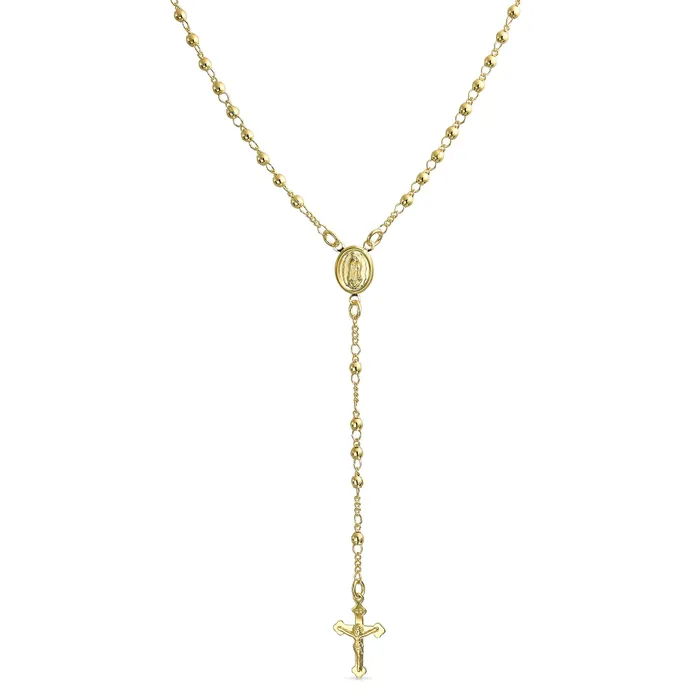 Necklaces BlingJewelry Wholesale 18K Gold Plated Virgin Mary Rosary Necklace for Teens with Crucifix Charm Necklaces BlingJewelry Wholesale 18K Gold Plated Virgin Mary Rosary Necklace for Teens with Crucifix Charm