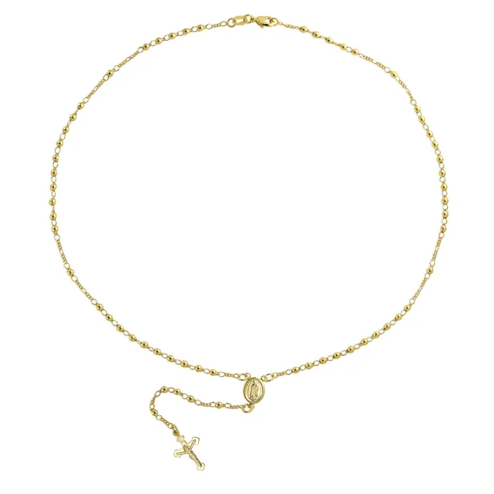 Necklaces BlingJewelry Wholesale 18K Gold Plated Virgin Mary Rosary Necklace for Teens with Crucifix Charm