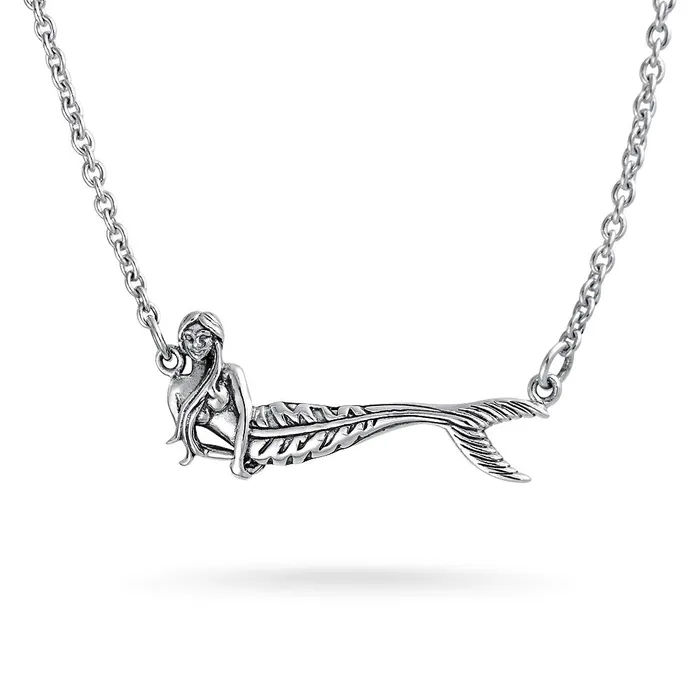 Necklaces BlingJewelry Wholesale Nautical Sea Siren Pendant Necklace in Oxidized Sterling Silver Necklaces BlingJewelry Wholesale Nautical Sea Siren Pendant Necklace in Oxidized Sterling Silver