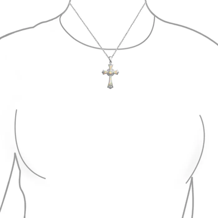 Necklaces BlingJewelry Wholesale Silver Opal CZ Cross Pendant Necklace 18in Chain Necklaces BlingJewelry Wholesale Silver Opal CZ Cross Pendant Necklace 18in Chain