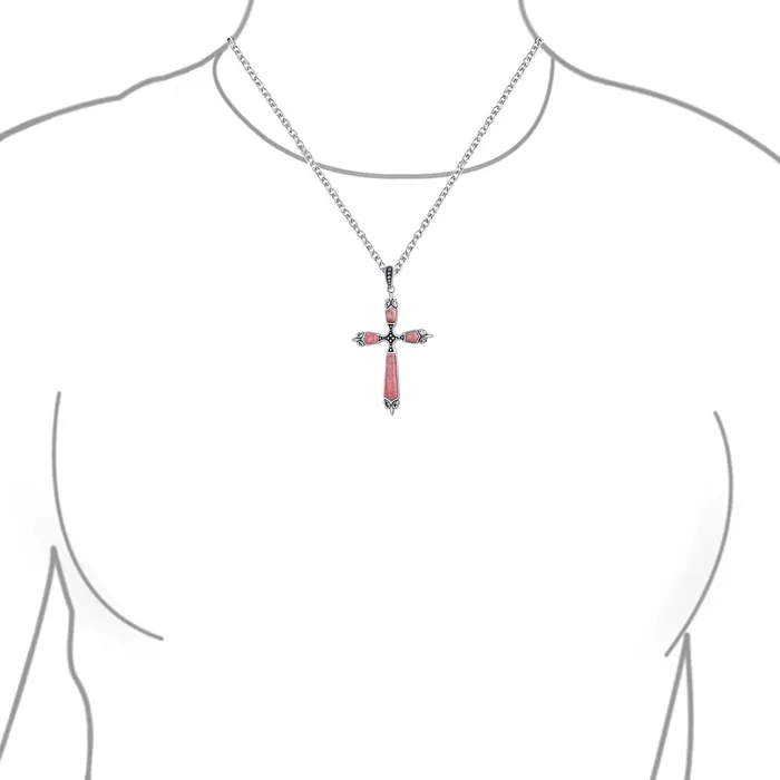 Necklaces BlingJewelry Wholesale Vintage Western Turquoise Gemstone Cross Pendant Necklace in Sterling Silver