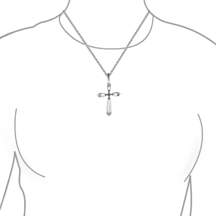 Necklaces BlingJewelry Wholesale Vintage Western Turquoise Gemstone Cross Pendant Necklace in Sterling Silver