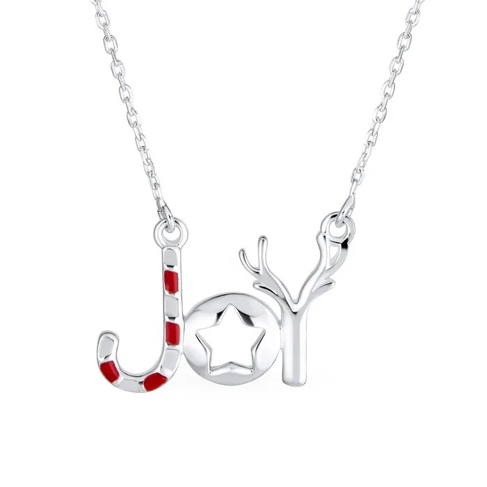 Necklaces BlingJewelry Wholesale Winter Holiday Pendant Necklace Red Green Enamel Peppermint Candy Cane Star JOY Necklaces BlingJewelry Wholesale Winter Holiday Pendant Necklace Red Green Enamel Peppermint Candy Cane Star JOY