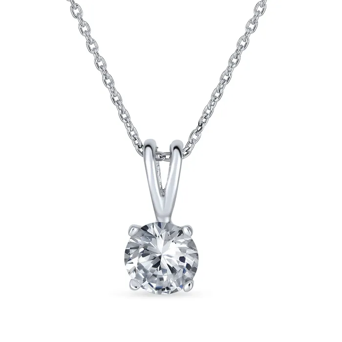 Necklaces Bridal Necklace 15CTW CZ Solitaire Round Pendant for Teens in Sterling Silver BlingJewelry Wholesale Necklaces Bridal Necklace 15CTW CZ Solitaire Round Pendant for Teens in Sterling Silver BlingJewelry Wholesale