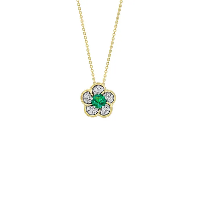 Necklaces CH Collection Emerald Diamond Pendant and Chain