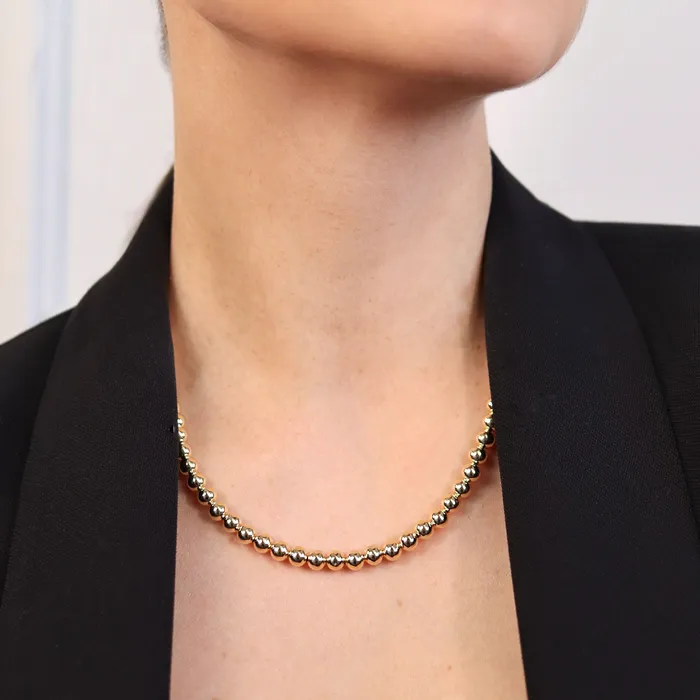 Necklaces Classic Simple 6MM Round Bead Strand Necklace Polished Gold 16 Inch BlingJewelry Wholesale