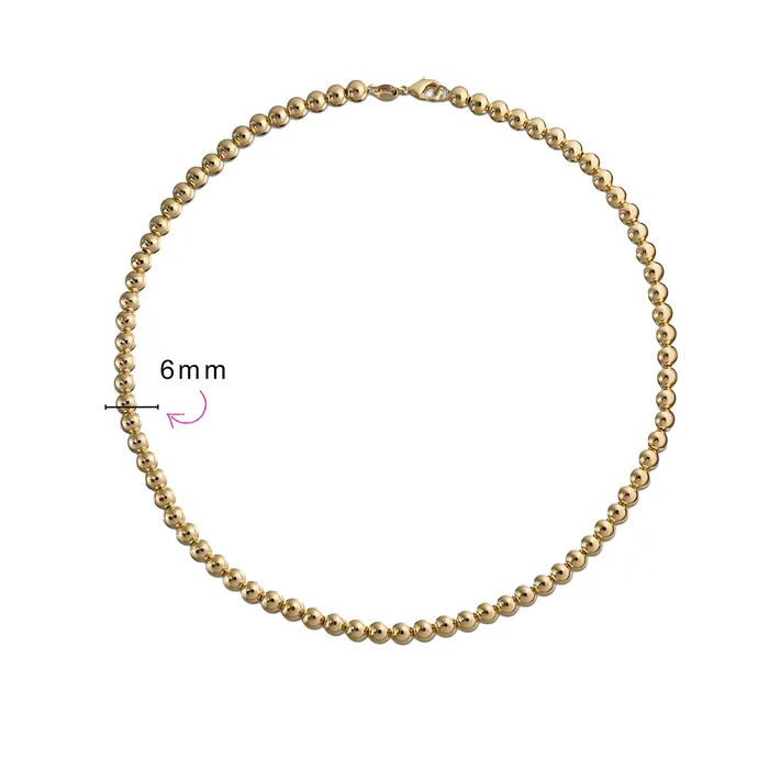 Necklaces Classic Simple 6MM Round Bead Strand Necklace Polished Gold 16 Inch BlingJewelry Wholesale