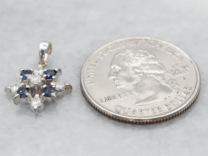 Necklaces Floral Diamond and Sapphire Halo Pendant Market Square Jewelers Necklaces Floral Diamond and Sapphire Halo Pendant Market Square Jewelers