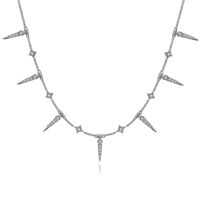 Necklaces Gabriel Co Gabriel Co Alternating Diamond Spike Necklace