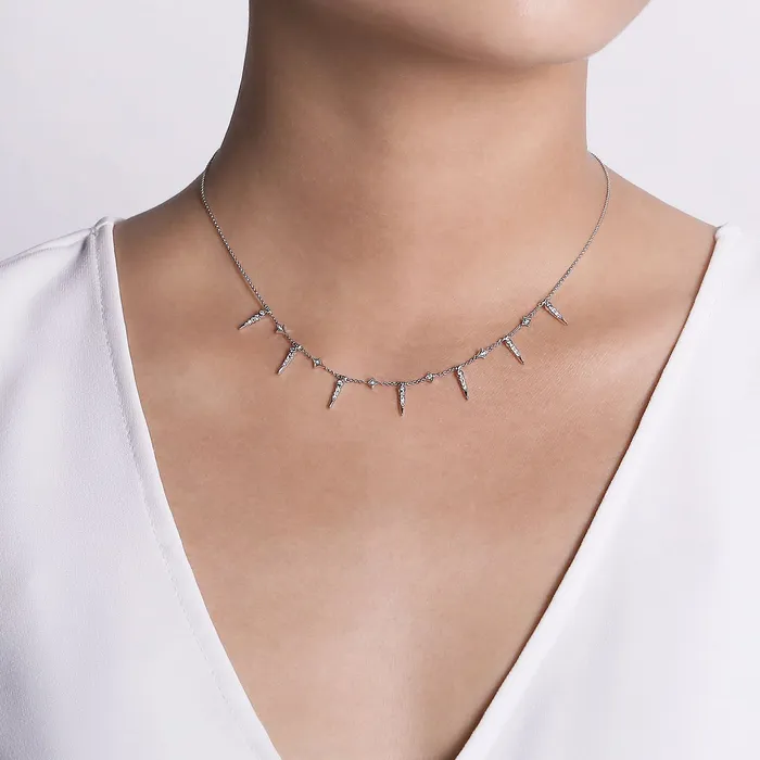 Necklaces Gabriel Co Gabriel Co Alternating Diamond Spike Necklace Necklaces Gabriel Co Gabriel Co Alternating Diamond Spike Necklace