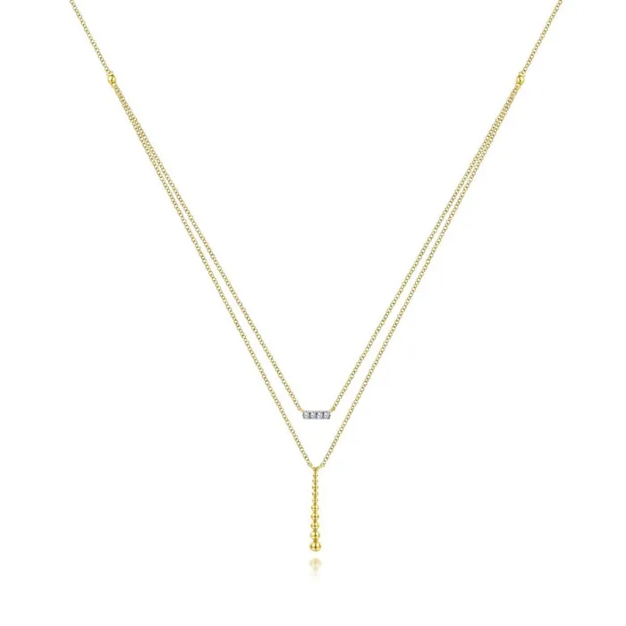 Necklaces Gabriel Co Gabriel Co Two Strand Diamond Bar and Bujukan Beaded Pendant Necklace Necklaces Gabriel Co Gabriel Co Two Strand Diamond Bar and Bujukan Beaded Pendant Necklace
