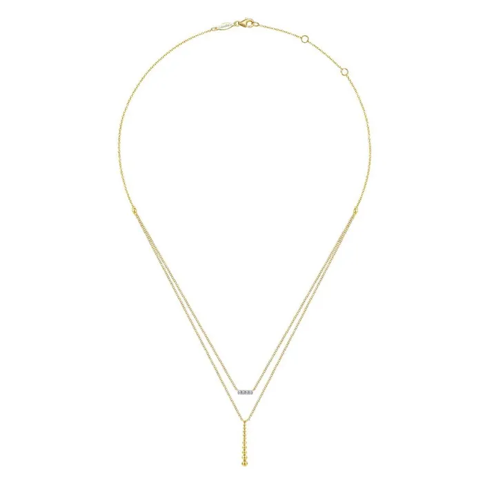 Necklaces Gabriel Co Gabriel Co Two Strand Diamond Bar and Bujukan Beaded Pendant Necklace Necklaces Gabriel Co Gabriel Co Two Strand Diamond Bar and Bujukan Beaded Pendant Necklace