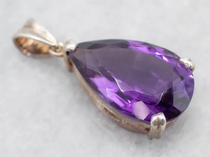 Necklaces Market Square Jewelers Sterling Silver Pear Cut Amethyst Pendant