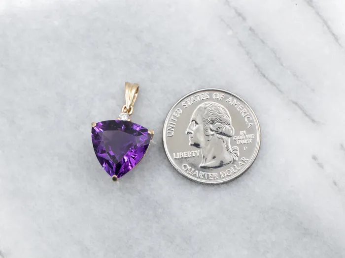 Necklaces Market Square Jewelers Trillion Cut Amethyst Pendant with Diamond Accent