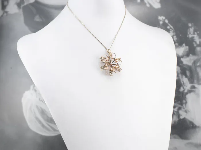 Necklaces Victorian Old Mine Cut Diamond and Pearl Pin or Pendant Market Square Jewelers Necklaces Victorian Old Mine Cut Diamond and Pearl Pin or Pendant Market Square Jewelers