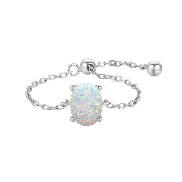 Opal Adjustable Chain Ring Shiney Rings
