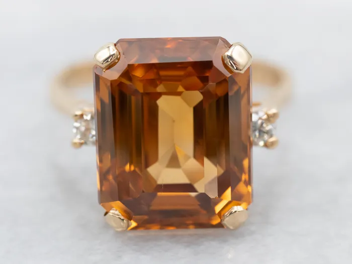Orange Zircon and Diamond Ring Market Square Jewelers Rings