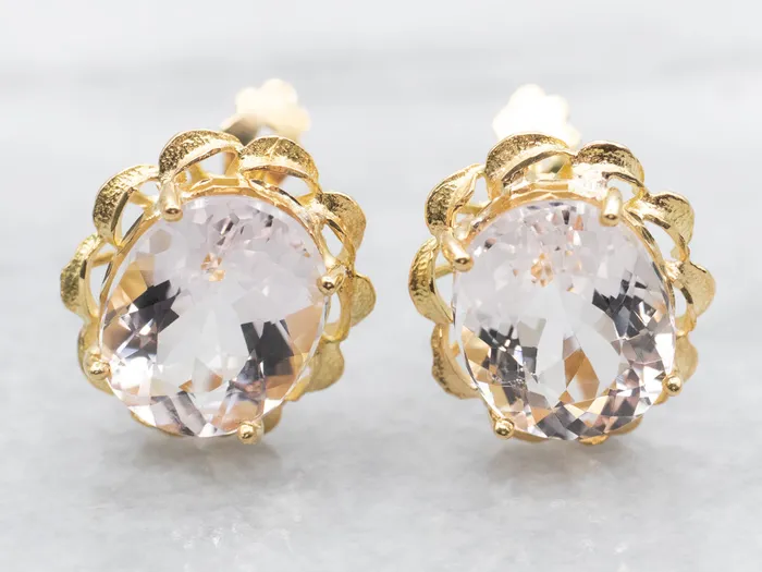 Oval Cut Morganite Stud Earrings Market Square Jewelers Earrings