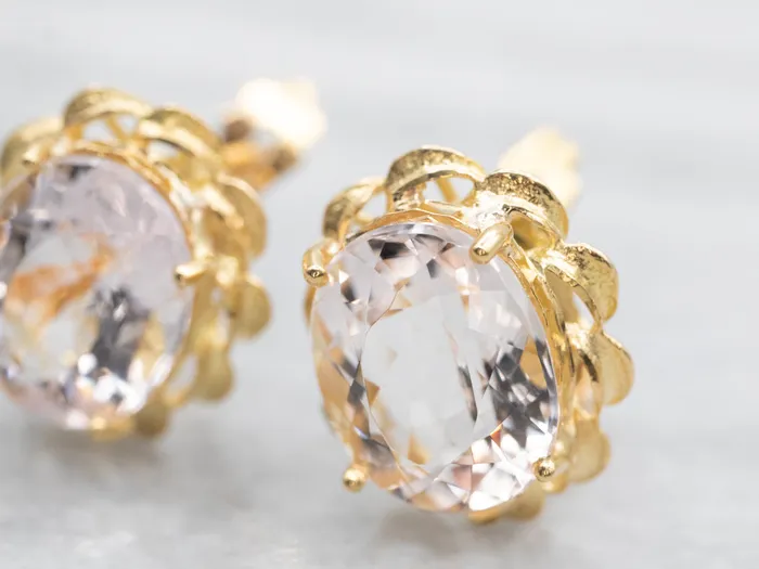 Oval Cut Morganite Stud Earrings Market Square Jewelers Earrings