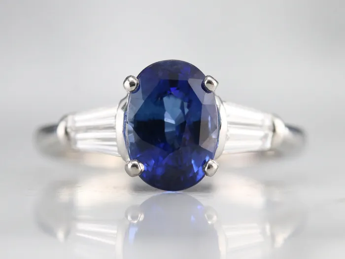 Platinum Sapphire and Diamond Ring Market Square Jewelers Rings