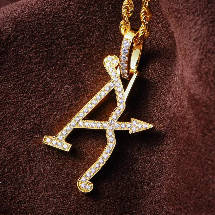 PreStyled Sets 18K Solid Gold 0504ctw Diamond Aporro A Logo Pendant old