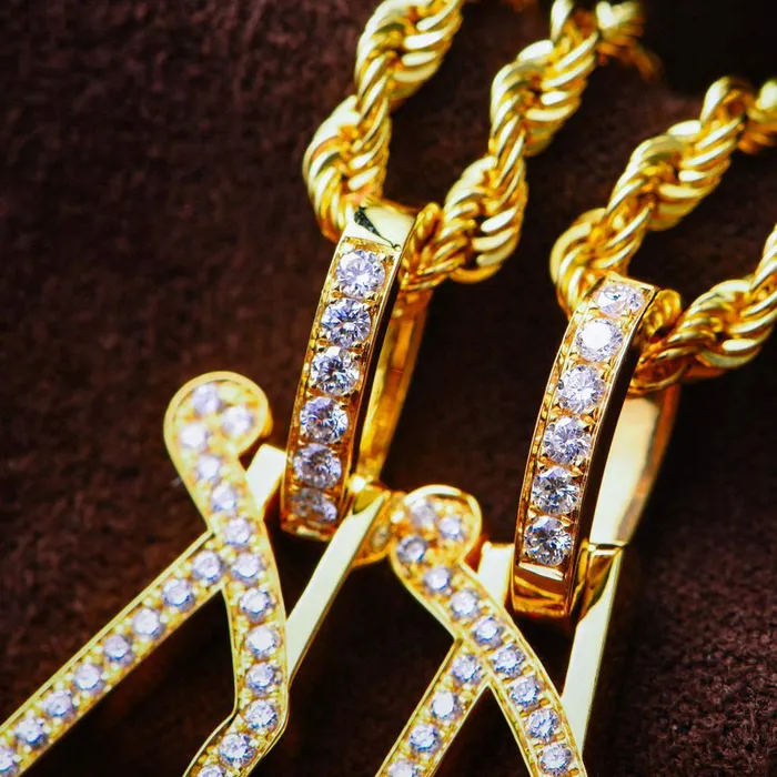 PreStyled Sets 18K Solid Gold 0504ctw Diamond Aporro A Logo Pendant old