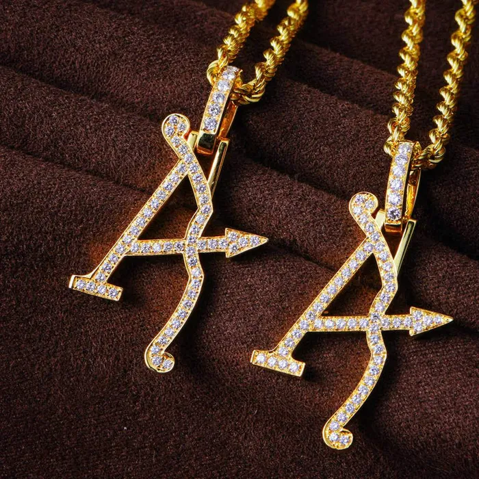 PreStyled Sets 18K Solid Gold 0504ctw Diamond Aporro A Logo Pendant old