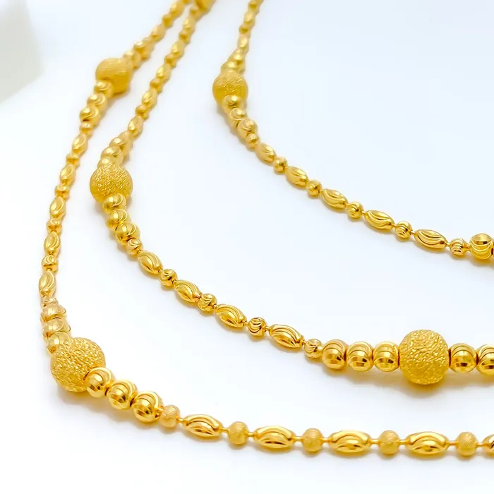 PreStyled Sets Andaaz Jewelers Fancy Graduating Orb 22K Gold Chain 19