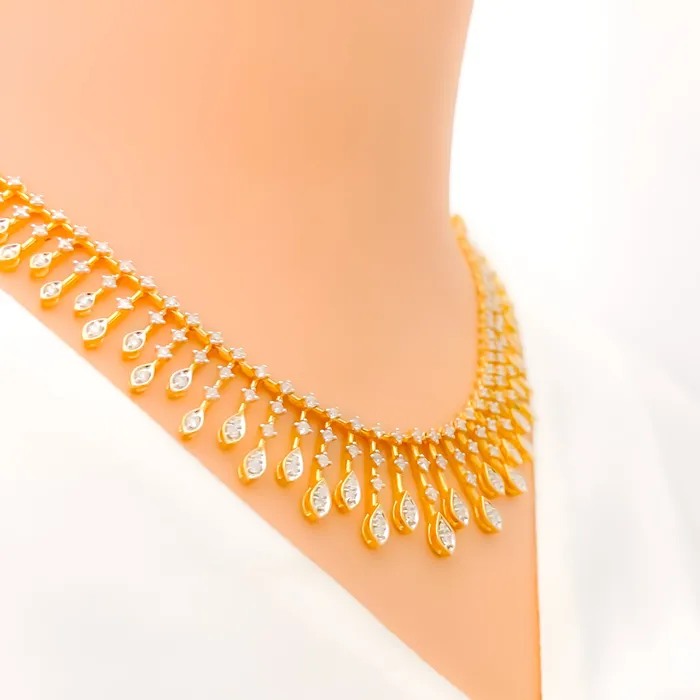 PreStyled Sets Andaaz Jewelers Graduating Marquise Drop Diamond 18k Gold Necklace Set