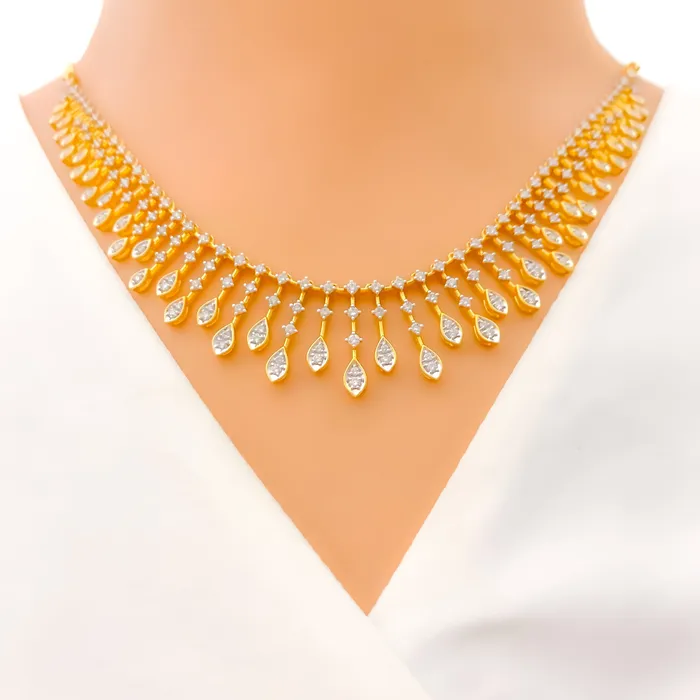 PreStyled Sets Andaaz Jewelers Graduating Marquise Drop Diamond 18k Gold Necklace Set