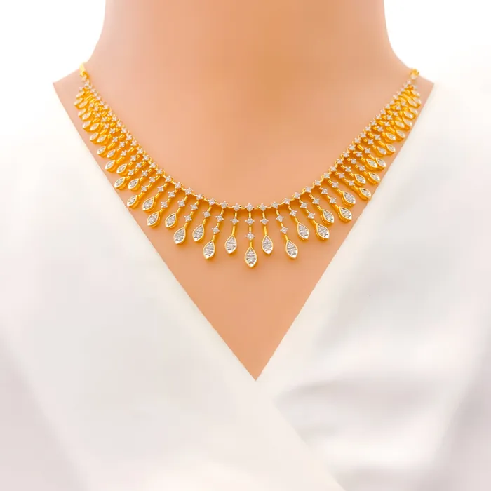 PreStyled Sets Andaaz Jewelers Graduating Marquise Drop Diamond 18k Gold Necklace Set
